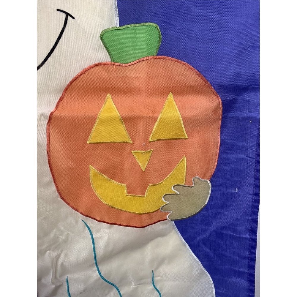 Yard Flag Ghost With Pumpkin Approximately 40 X 27“ - Picture 3 of 4